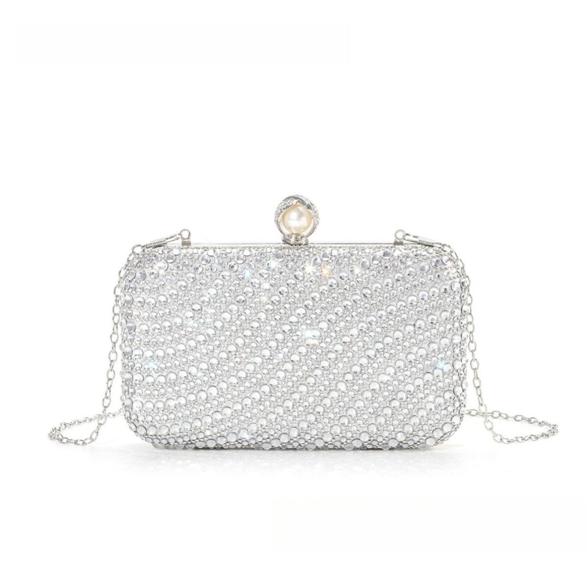‌Diamond-Studded Pearl Party Clutch Versatile Crossbody Handheld Evening Bag for Glamorous Occasions (MAC280)