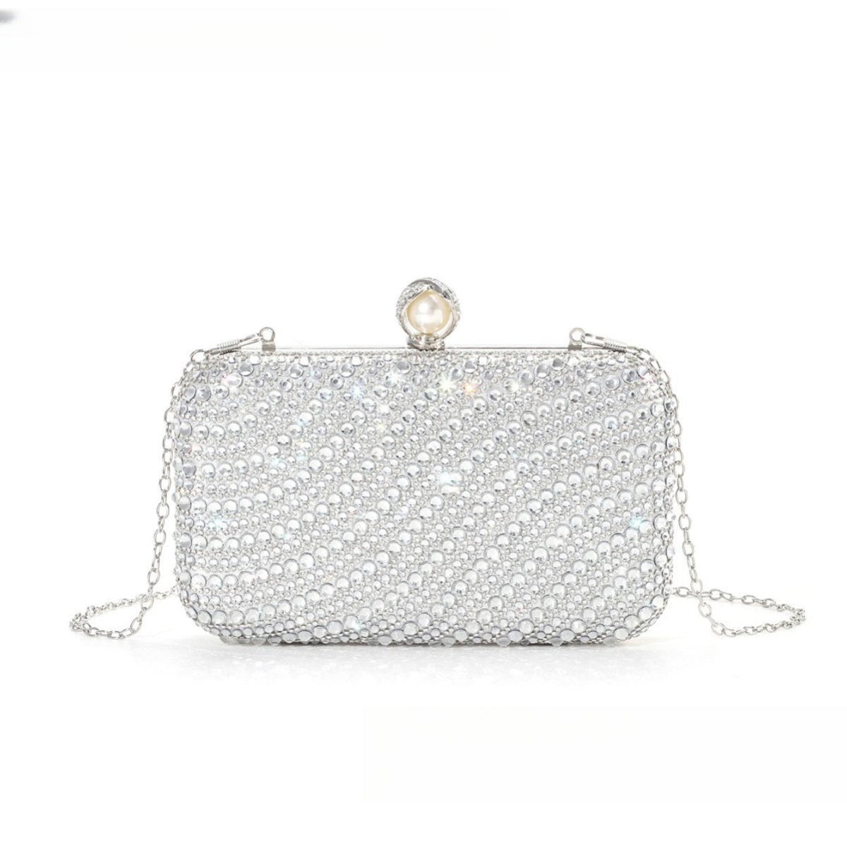 ‌Diamond-Studded Pearl Party Clutch Versatile Crossbody Handheld Evening Bag for Glamorous Occasions (MAC280)