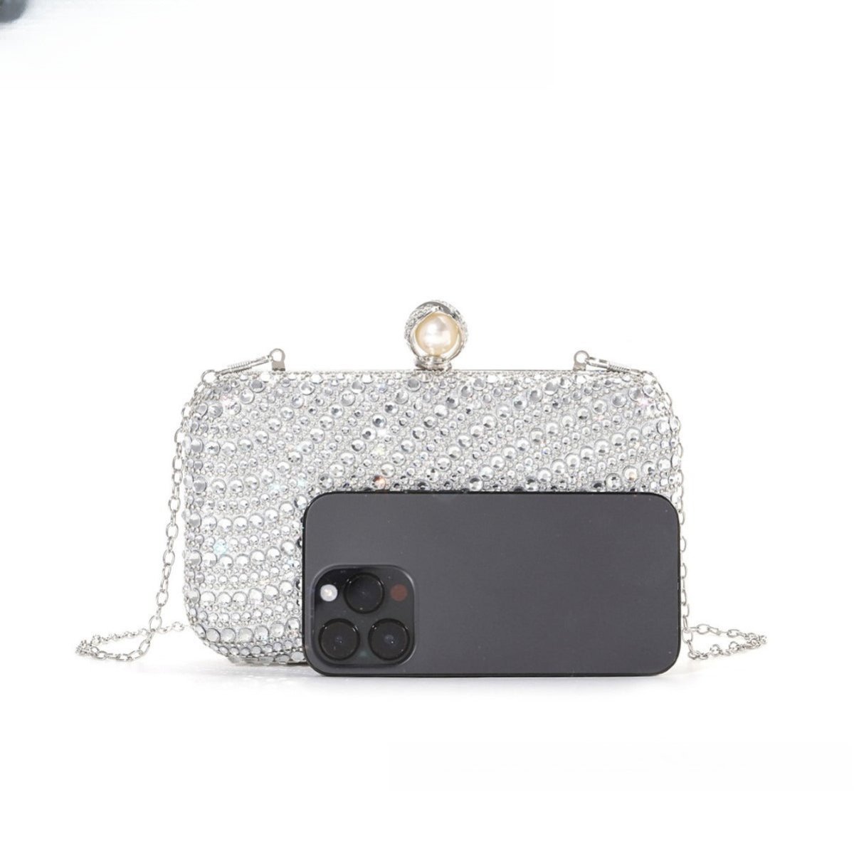 ‌Diamond-Studded Pearl Party Clutch Versatile Crossbody Handheld Evening Bag for Glamorous Occasions (MAC280)