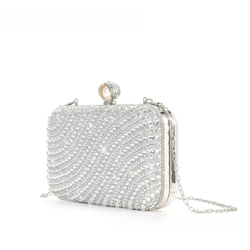 ‌Diamond-Studded Pearl Party Clutch Versatile Crossbody Handheld Evening Bag for Glamorous Occasions (MAC280)