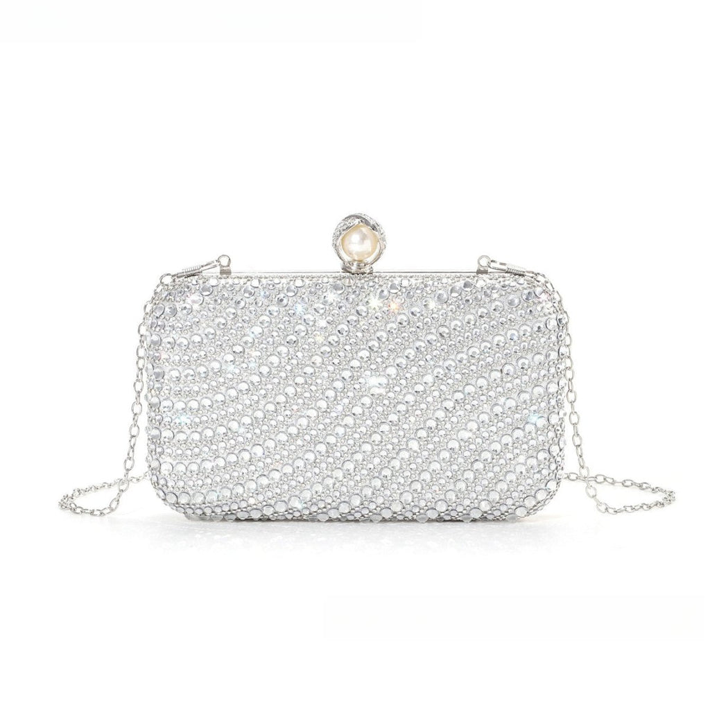 ‌Diamond-Studded Pearl Party Clutch Versatile Crossbody Handheld Evening Bag for Glamorous Occasions (MAC280)
