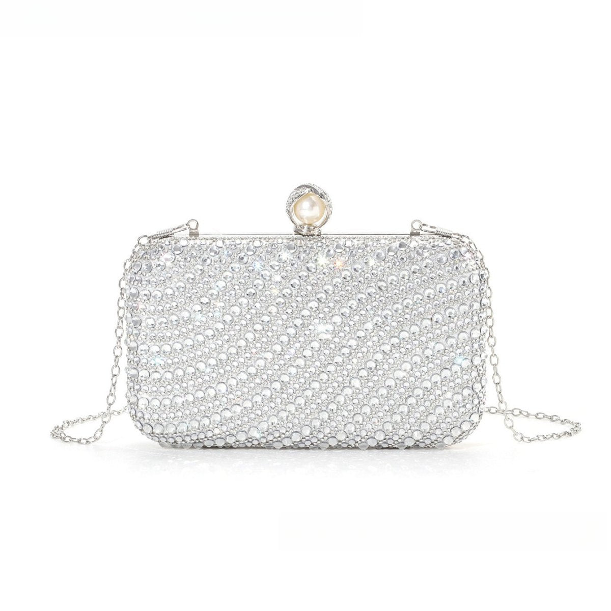‌Diamond-Studded Pearl Party Clutch Versatile Crossbody Handheld Evening Bag for Glamorous Occasions (MAC280)