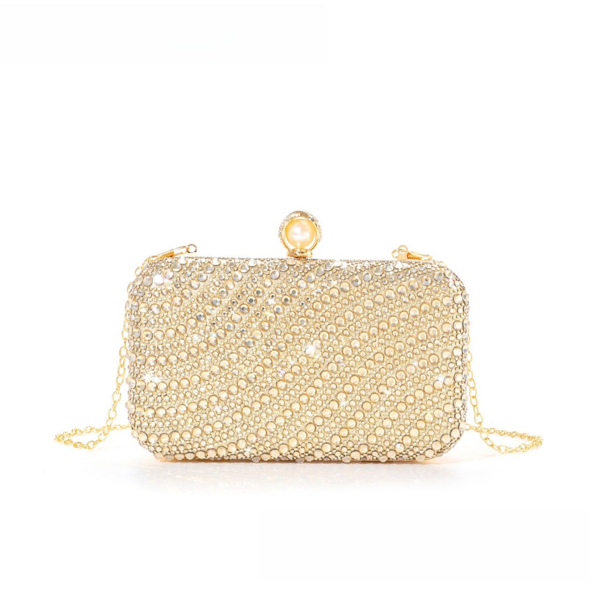 ‌Diamond-Studded Pearl Party Clutch Versatile Crossbody Handheld Evening Bag for Glamorous Occasions (MAC280)