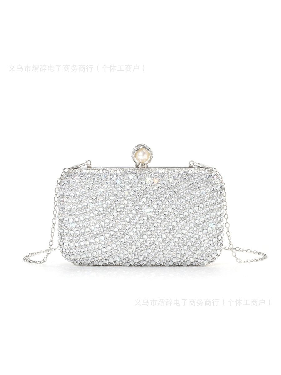 ‌Diamond-Studded Pearl Party Clutch Versatile Crossbody Handheld Evening Bag for Glamorous Occasions (MAC280)