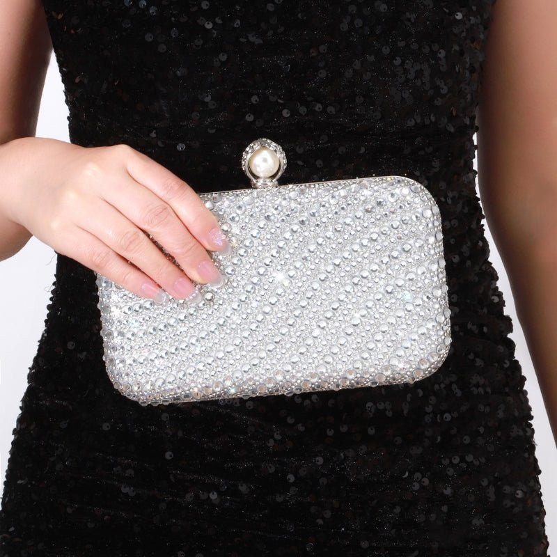 ‌Diamond-Studded Pearl Party Clutch Versatile Crossbody Handheld Evening Bag for Glamorous Occasions (MAC280)