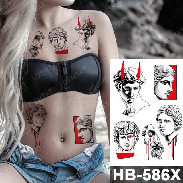 Different Stylish Waterproof Temporary Tattoo Sticker Heart Knife Angel Makeup Tattoos For Women Men Stevvex