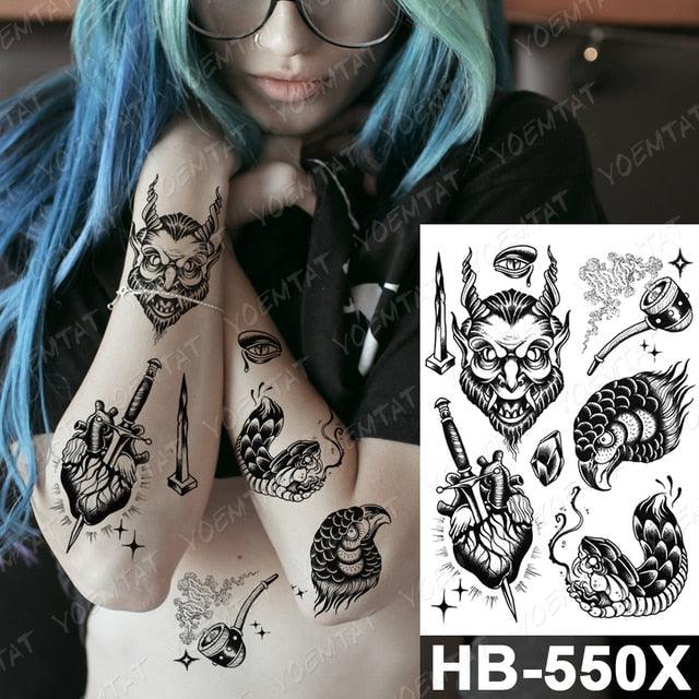 Different Stylish Waterproof Temporary Tattoo Sticker Heart Knife Angel Makeup Tattoos For Women Men Stevvex