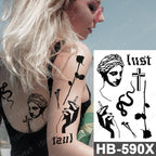 Different Stylish Waterproof Temporary Tattoo Sticker Heart Knife Angel Makeup Tattoos For Women Men Stevvex