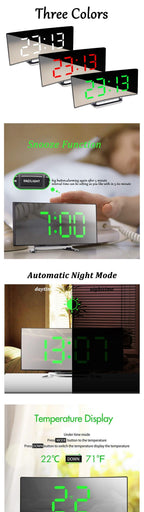 Digital Alarm Clock Alarm Clocks Adjustable Volume Alarm Clock for Bedroom Electronic 7 Inch Number Desktop Alarm Clocks For Kids Bedroom LED Screen  for Kids Bedroom Temperature Snooze Function Desk Table Clock LED Clock Electronic Watch Table Stevvex