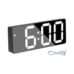 Digital Alarm Clock LED Digital Display Dual Alarm with USB Charger Port 0-100 Dimmer for Seniors Simple Bedside Big Number Alarm Clocks for Bedrooms LED Mirror Electronic Alarm Clocks Large LCD Display Digital Table Clock with Calendar Temperature
