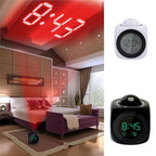 Digital Alarm Clock Projection Alarm Clock Wake Up Bedroom with Data and Temperature Display Talking Function LED Wall/Ceiling Projection Clock LCD Creative Projector Weather Temperature Desk Time Date Display Projection USB Charger Home Clock Timer Stevvex