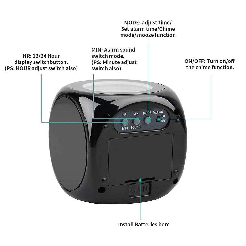 Digital Alarm Clock Projection Alarm Clock Wake Up Bedroom with Data and Temperature Display Talking Function LED Wall/Ceiling Projection Clock LCD Creative Projector Weather Temperature Desk Time Date Display Projection USB Charger Home Clock Timer Stevvex