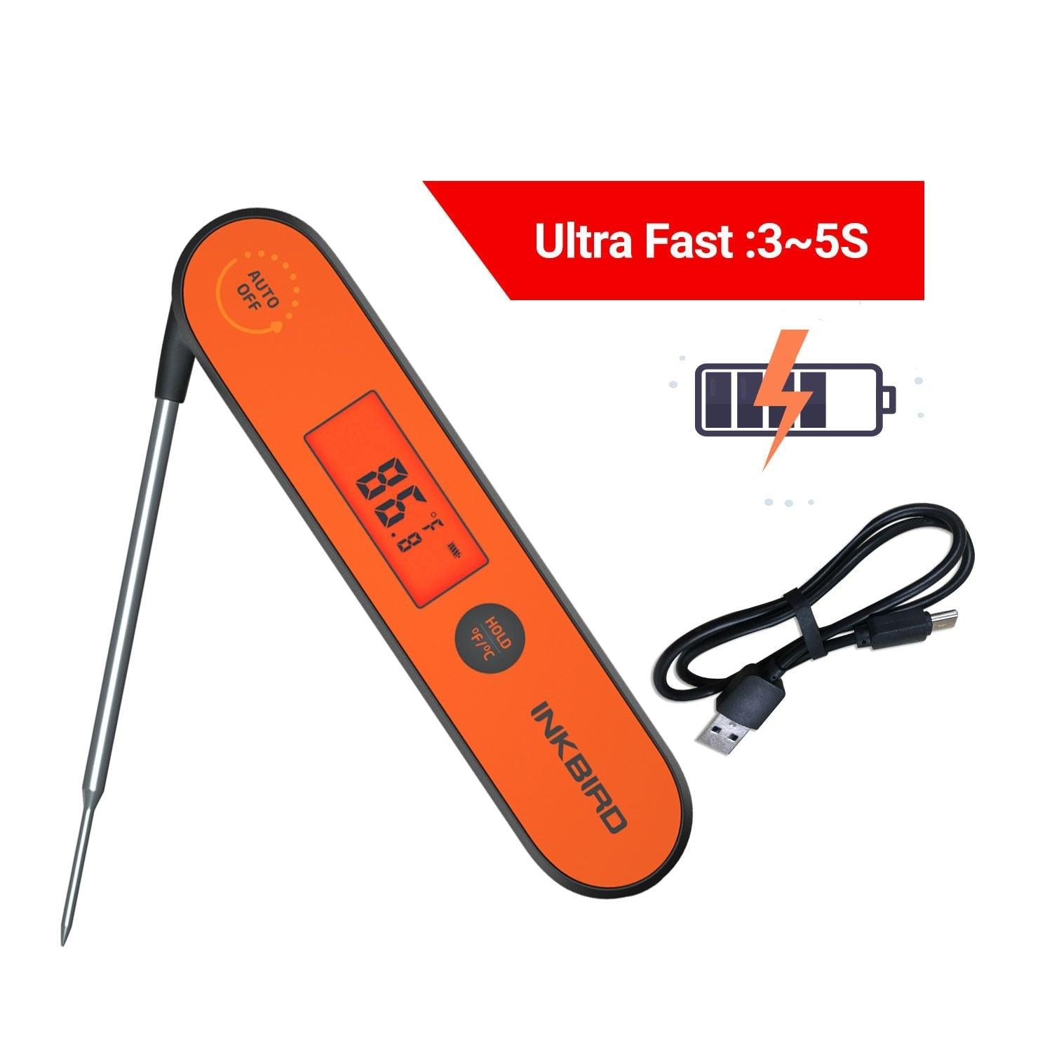 Digital BBQ Thermometer IHT-1P Kitchen Utensil Tools Waterproof BBQ Meat Thermometer For Cooking Food Kitchen Candy Thermometer Calibration Magnet Backlight For Grill Smoker Kitchen Rechargeable Thermometer With Backlight & Calibration Stevvex