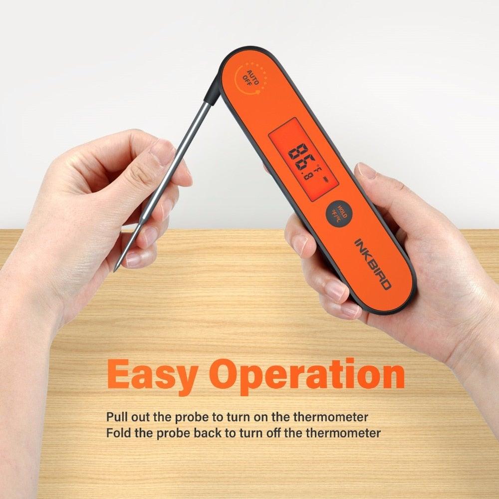 Digital BBQ Thermometer IHT-1P Kitchen Utensil Tools Waterproof BBQ Meat Thermometer For Cooking Food Kitchen Candy Thermometer Calibration Magnet Backlight For Grill Smoker Kitchen Rechargeable Thermometer With Backlight & Calibration Stevvex