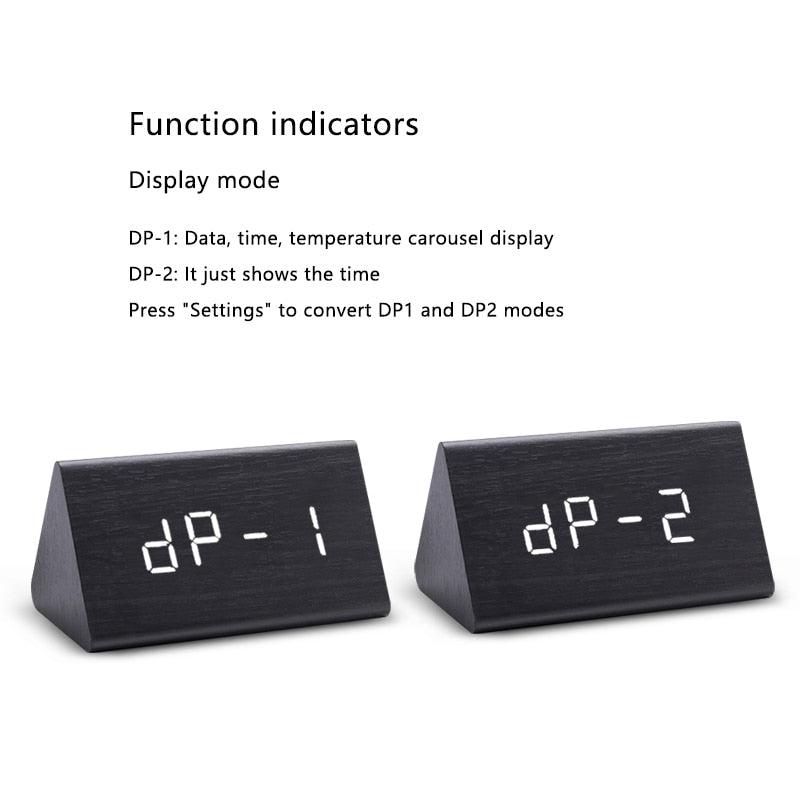 Digital Clock LED Wooden Alarm Clock Digital Alarm Clock with Wooden Electronic LED Time Display 3 Alarm Settings Humidity & Temperature Detect Wood Made Electric Clocks Table Sound Control Electronic Clocks Desktop USB/AAA Powered Home Table Decor Stevvex