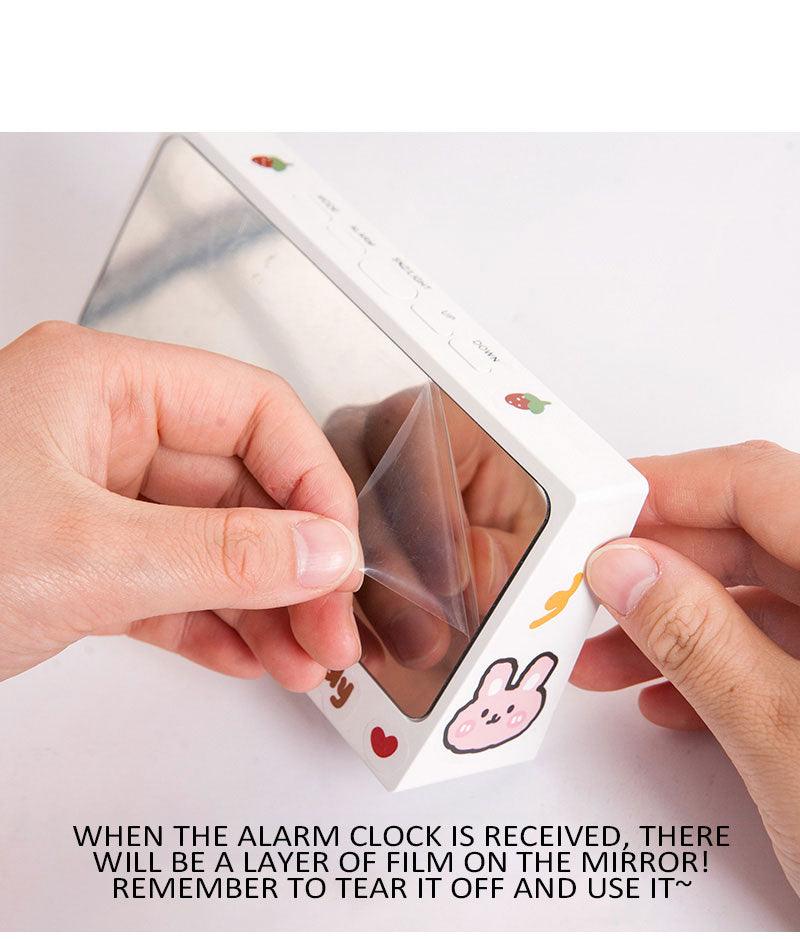 Digital Clock Table Clock Snooze Alarm Cute Silent Mirror Clock Student Desktop Mirror Surface LED Alarm Clock with USB Charger 12/24H Easy Snooze Function Adjustable Brightness Alarm Clocks for Bedroom LED Clock Electronic Clock for Children Stevvex