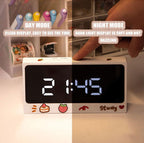 Digital Clock Table Clock Snooze Alarm Cute Silent Mirror Clock Student Desktop Mirror Surface LED Alarm Clock with USB Charger 12/24H Easy Snooze Function Adjustable Brightness Alarm Clocks for Bedroom LED Clock Electronic Clock for Children Stevvex