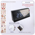 Digital Clock Table Clock Snooze Alarm Cute Silent Mirror Clock Student Desktop Mirror Surface LED Alarm Clock with USB Charger 12/24H Easy Snooze Function Adjustable Brightness Alarm Clocks for Bedroom LED Clock Electronic Clock for Children Stevvex