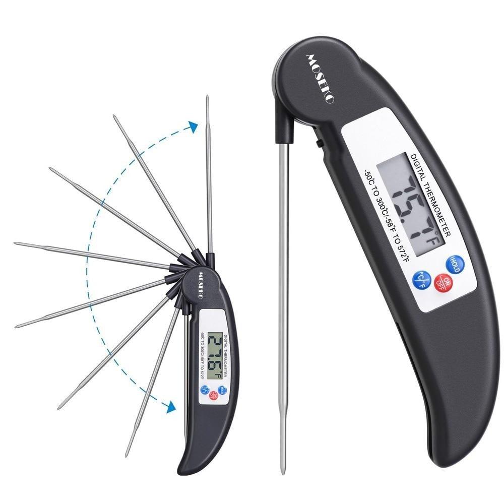 Digital Foldable Thermometer Food BBQ Meat Oven Instant Read Food Thermometer For Cooking Digital Kitchen Thermometer Probe With Backlight & Reversible Display Cooking Thermometer For Folding Kitchen Thermometer For Cooking Water Oil Grill Tools Stevvex