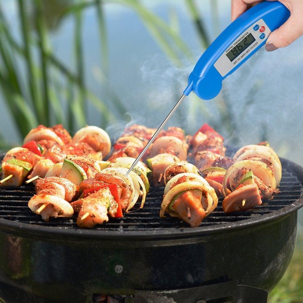 Digital Foldable Thermometer Food BBQ Meat Oven Instant Read Food Thermometer For Cooking Digital Kitchen Thermometer Probe With Backlight & Reversible Display Cooking Thermometer For Folding Kitchen Thermometer For Cooking Water Oil Grill Tools Stevvex