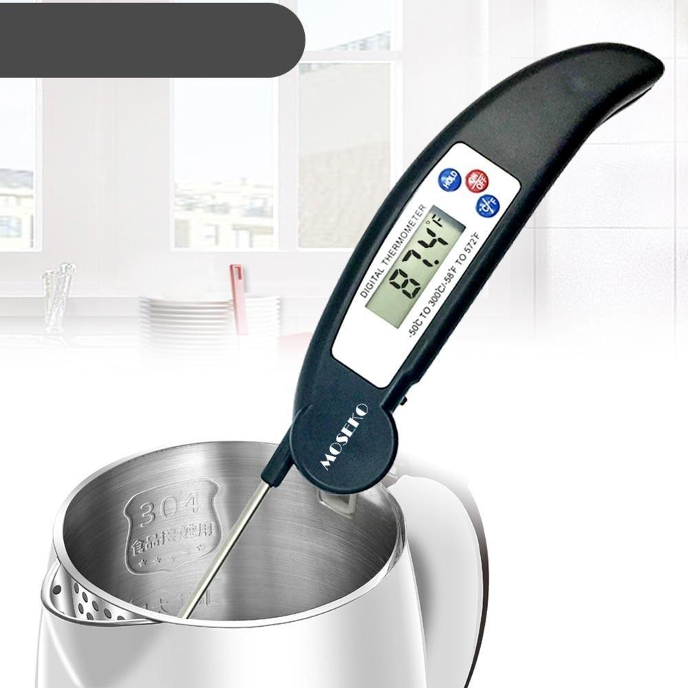Digital Foldable Thermometer Food BBQ Meat Oven Instant Read Food Thermometer For Cooking Digital Kitchen Thermometer Probe With Backlight & Reversible Display Cooking Thermometer For Folding Kitchen Thermometer For Cooking Water Oil Grill Tools Stevvex