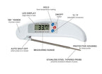 Digital Foldable Thermometer Food BBQ Meat Oven Instant Read Food Thermometer For Cooking Digital Kitchen Thermometer Probe With Backlight & Reversible Display Cooking Thermometer For Folding Kitchen Thermometer For Cooking Water Oil Grill Tools Stevvex