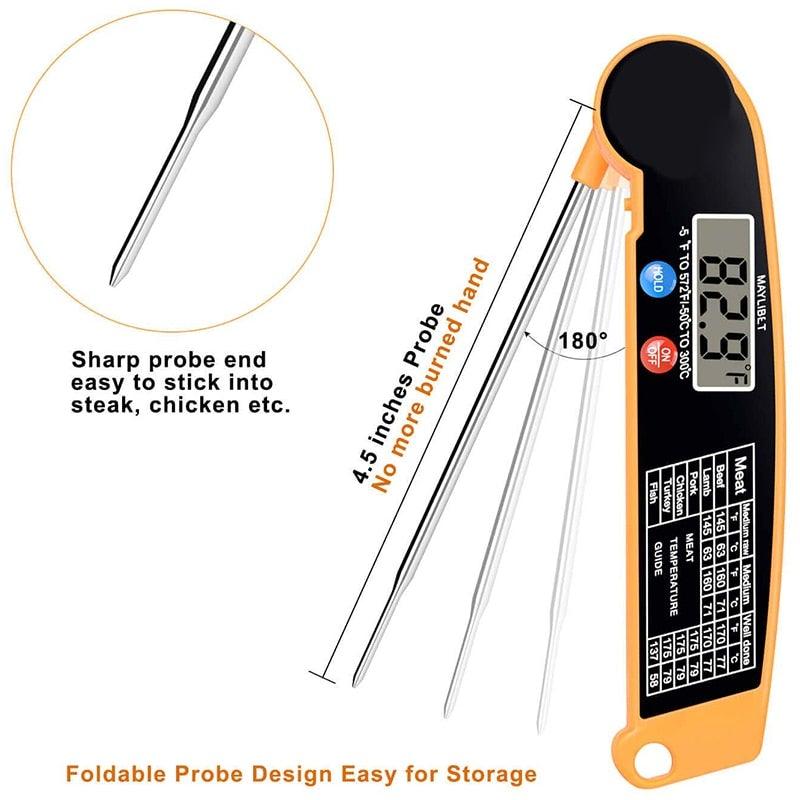 Digital Instant Read Meat Thermometer With Highly Accurate Temperature Probe Thermocouple Instant Read Thermometer Kitchen Cooking Food Thermometer for Candy Water Oil BBQ Grill Smoker Electric Cooking Thermometer For Kitchen Food Grill Stevvex
