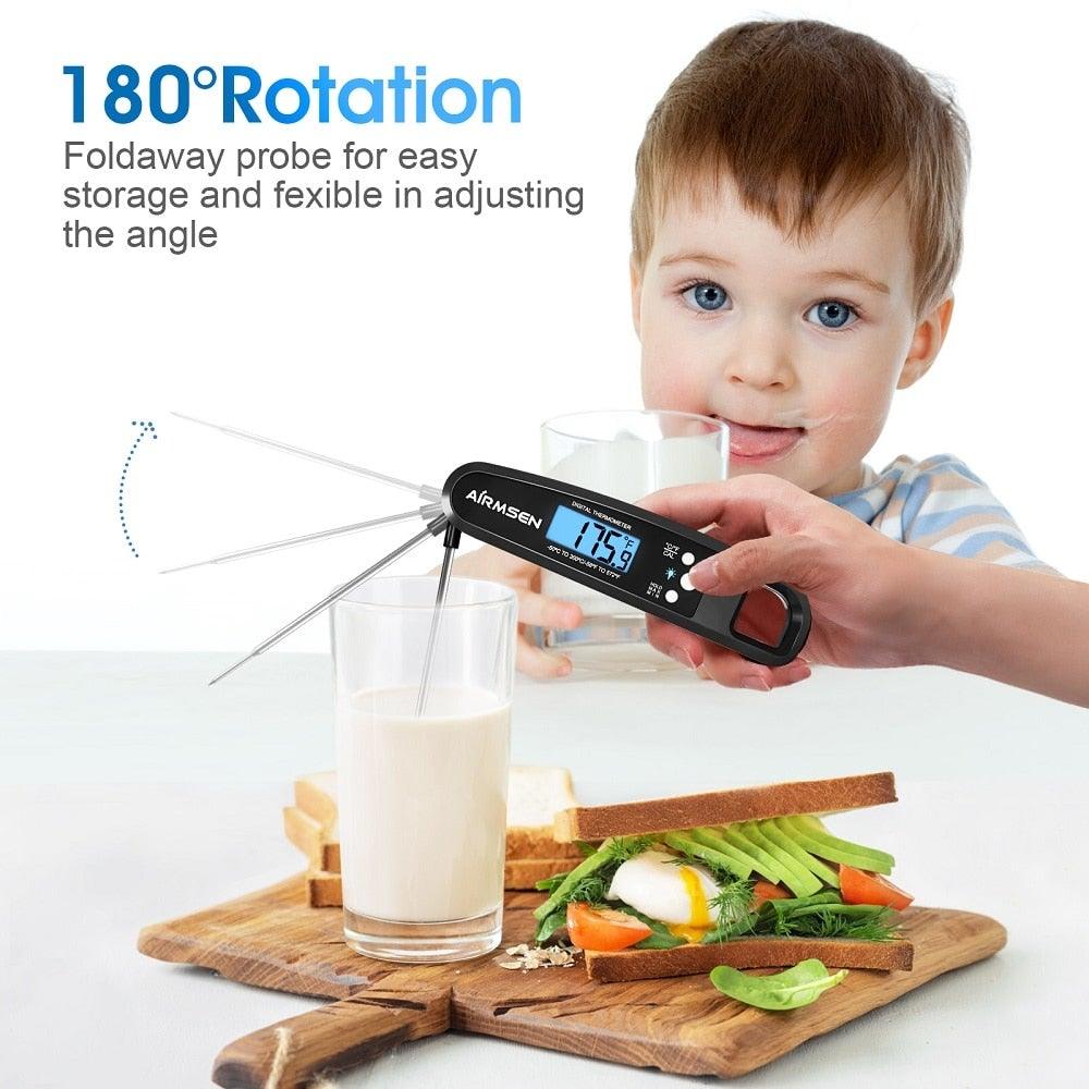Digital Kitchen Food Thermometer For Meat Water Milk Cooking Oven Cooking Food Min Max Thermometer Magnetic Waterproof with Backlight for Adults Kitchen Grill Steak Out Food Probe BBQ Electronic Oven Thermometer Kitchen Tools Stevvex