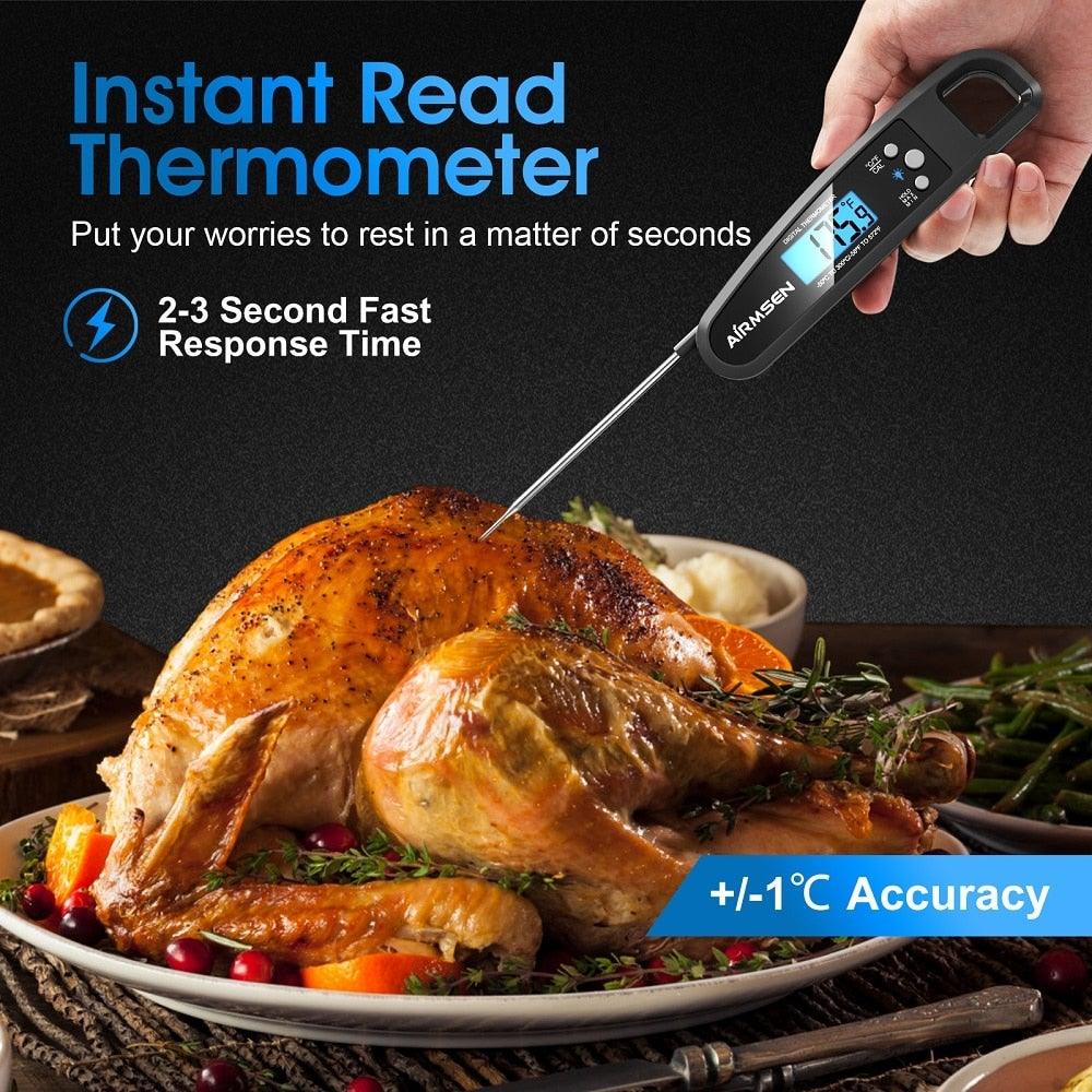 Digital Kitchen Food Thermometer For Meat Water Milk Cooking Oven Cooking Food Min Max Thermometer Magnetic Waterproof with Backlight for Adults Kitchen Grill Steak Out Food Probe BBQ Electronic Oven Thermometer Kitchen Tools Stevvex