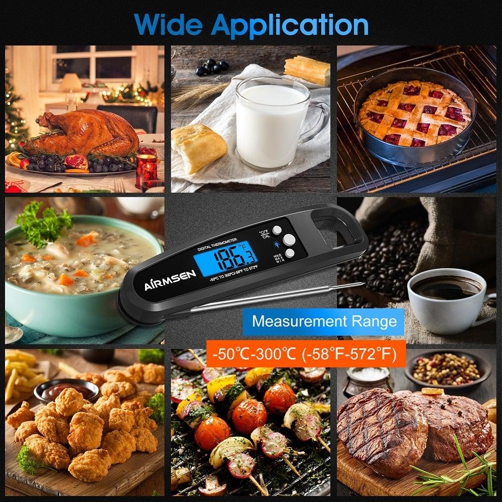 Digital Kitchen Food Thermometer For Meat Water Milk Cooking Oven Cooking Food Min Max Thermometer Magnetic Waterproof with Backlight for Adults Kitchen Grill Steak Out Food Probe BBQ Electronic Oven Thermometer Kitchen Tools Stevvex