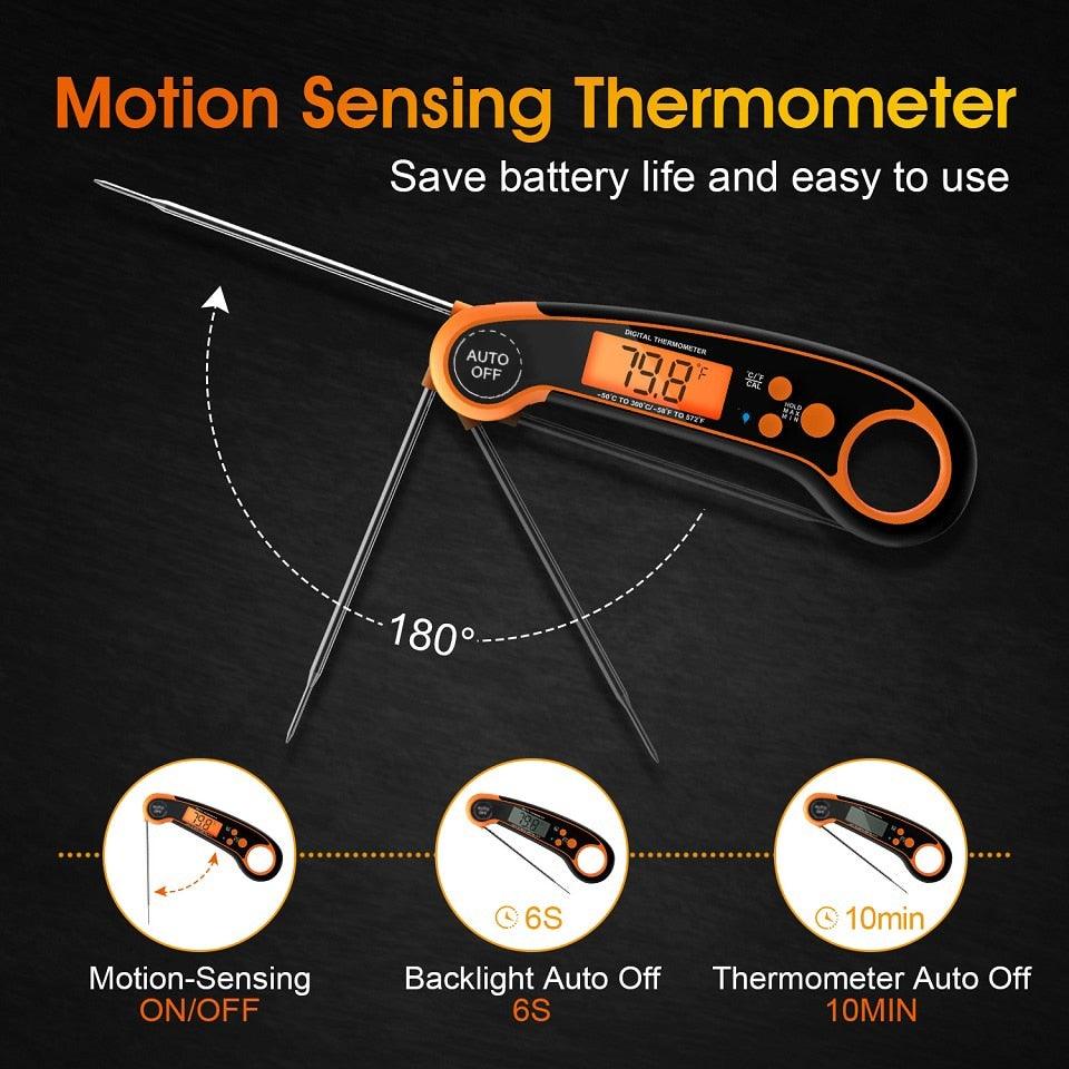 Digital Meat Thermometer Instant Read Food Thermometer for Cooking Digital Kitchen Thermometer Probe with Backlight & Reversible Display Cooking Thermometer for Candy Grill Food Kitchen Digital Meat Thermometer BBQ Waterproof Kitchen Cooking Tools Stevvex