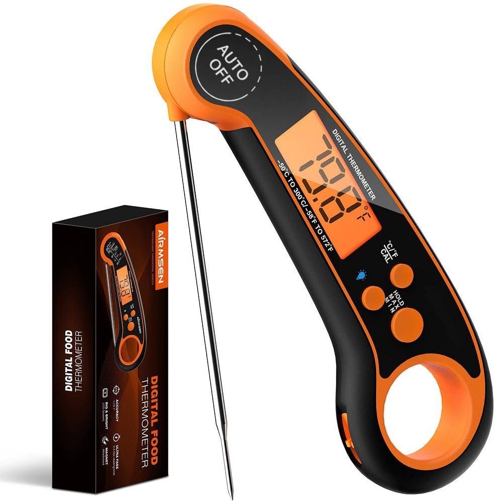 Digital Meat Thermometer Instant Read Food Thermometer for Cooking Digital Kitchen Thermometer Probe with Backlight & Reversible Display Cooking Thermometer for Candy Grill Food Kitchen Digital Meat Thermometer BBQ Waterproof Kitchen Cooking Tools Stevvex