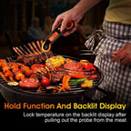 Digital Meat Thermometer Instant Read Food Thermometer for Cooking Digital Kitchen Thermometer Probe with Backlight & Reversible Display Cooking Thermometer for Candy Grill Food Kitchen Digital Meat Thermometer BBQ Waterproof Kitchen Cooking Tools Stevvex