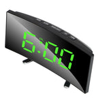 Digital Table Clock Digital Alarm Clock LED Bedside Clock Dual Alarm Adjustable Volume Alarm Clock for Bedroom  Electronic 7 Inch Number Desktop Alarm Clocks For Kids Bedroom LED Screen Curved Dimmable Mirror Stevvex