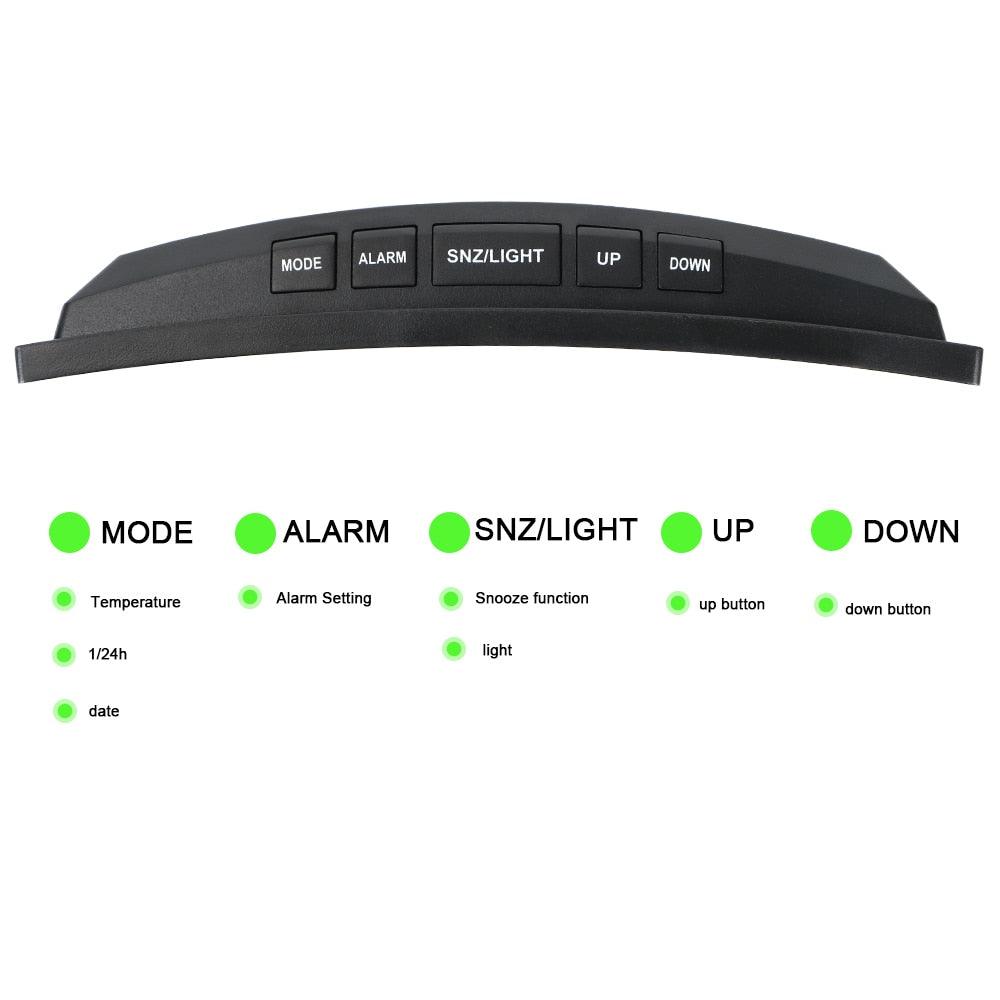 Digital Table Clock Digital Alarm Clock LED Bedside Clock Dual Alarm Adjustable Volume Alarm Clock for Bedroom  Electronic 7 Inch Number Desktop Alarm Clocks For Kids Bedroom LED Screen Curved Dimmable Mirror Stevvex