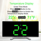 Digital Table Clock Digital Alarm Clock LED Bedside Clock Dual Alarm Adjustable Volume Alarm Clock for Bedroom  Electronic 7 Inch Number Desktop Alarm Clocks For Kids Bedroom LED Screen Curved Dimmable Mirror Stevvex