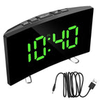 Digital Table Clock Digital Alarm Clock LED Bedside Clock Dual Alarm Adjustable Volume Alarm Clock for Bedroom  Electronic 7 Inch Number Desktop Alarm Clocks For Kids Bedroom LED Screen Curved Dimmable Mirror Stevvex