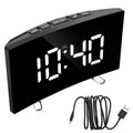 Digital Table Clock Digital Alarm Clock LED Bedside Clock Dual Alarm Adjustable Volume Alarm Clock for Bedroom  Electronic 7 Inch Number Desktop Alarm Clocks For Kids Bedroom LED Screen Curved Dimmable Mirror Stevvex