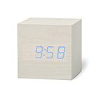 Digital Wooden LED Alarm Clock Wood Retro Glow Clock Digital Alarm Clock, with Wooden Electronic LED Time Display 3 Dual Plus Alarm Cubic Small Mini Wood Made Electric Clocks for Desktop Table Decor Voice Control Snooze Function Desk Tools