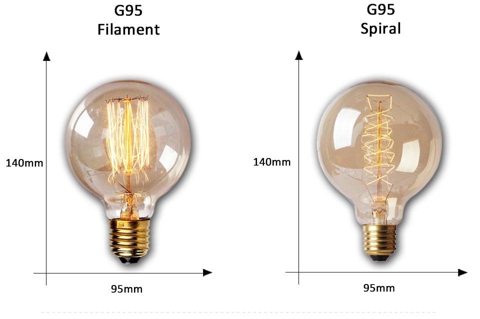 Dimmable Light Bulb Retro Vintage Edison Bulb Incandescent Ampoule Bulbs Vintage Edison Lamp Retro Light Vintage Bulbs Modern Style Square Spiral Filament Incandescent Light Stevvex