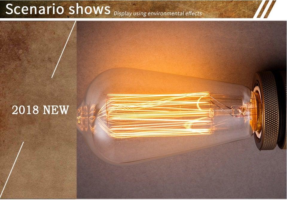 Dimmable Light Bulb Retro Vintage Edison Bulb Incandescent Ampoule Bulbs Vintage Edison Lamp Retro Light Vintage Bulbs Modern Style Square Spiral Filament Incandescent Light Stevvex