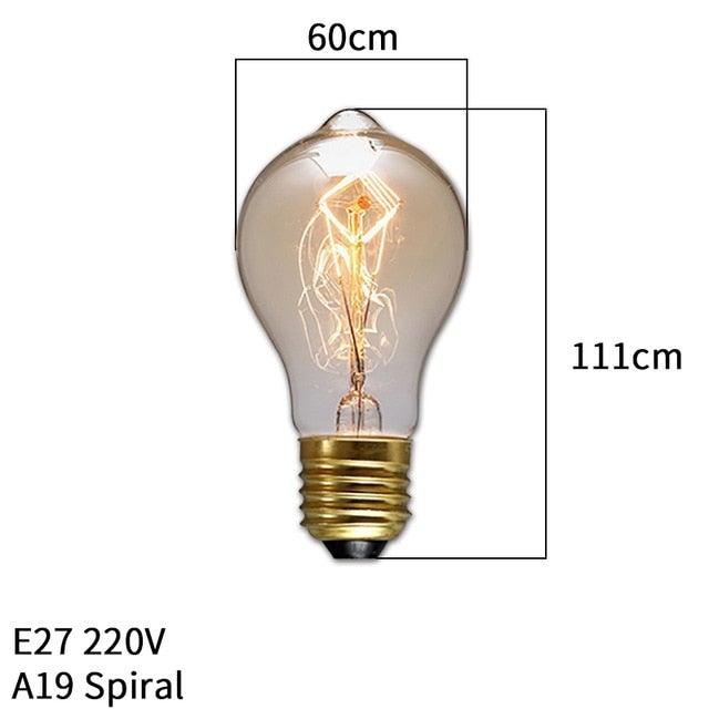Dimmable Light Bulb Retro Vintage Edison Bulb Incandescent Ampoule Bulbs Vintage Edison Lamp Retro Light Vintage Bulbs Modern Style Square Spiral Filament Incandescent Light Stevvex