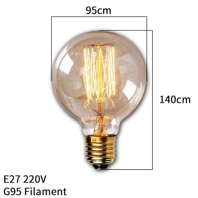 Dimmable Light Bulb Retro Vintage Edison Bulb Incandescent Ampoule Bulbs Vintage Edison Lamp Retro Light Vintage Bulbs Modern Style Square Spiral Filament Incandescent Light Stevvex