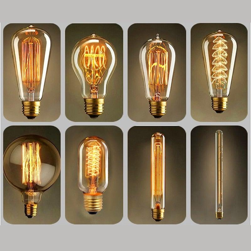 Dimmable Light Bulb Retro Vintage Edison Bulb Incandescent Ampoule Bulbs Vintage Edison Lamp Retro Light Vintage Bulbs Modern Style Square Spiral Filament Incandescent Light Stevvex