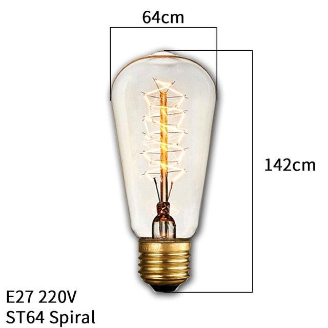 Dimmable Light Bulb Retro Vintage Edison Bulb Incandescent Ampoule Bulbs Vintage Edison Lamp Retro Light Vintage Bulbs Modern Style Square Spiral Filament Incandescent Light Stevvex