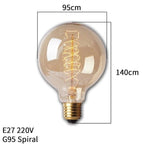 Dimmable Light Bulb Retro Vintage Edison Bulb Incandescent Ampoule Bulbs Vintage Edison Lamp Retro Light Vintage Bulbs Modern Style Square Spiral Filament Incandescent Light Stevvex