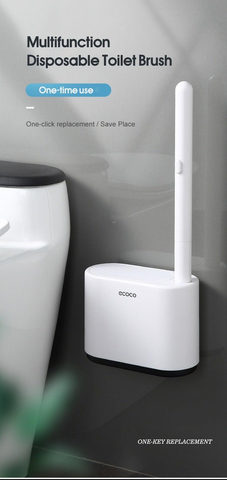 Disposable Toilet Brush With Cleaning Liquid Wall-Mounted Cleaning Tool For Bathroom Replacement Brush Head Accessories Wall Toilet Brush And Holder Set Flexible Toilet Bowl Cleaner Brush With Silicone Bristles Bendable Brush Head To Clean Toilet Corner Stevvex