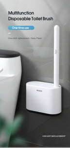 Disposable Toilet Brush With Cleaning Liquid Wall-Mounted Cleaning Tool For Bathroom Replacement Brush Head Accessories Wall Toilet Brush And Holder Set Flexible Toilet Bowl Cleaner Brush With Silicone Bristles Bendable Brush Head To Clean Toilet Corner Stevvex