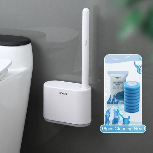 Disposable Toilet Brush With Cleaning Liquid Wall-Mounted Cleaning Tool For Bathroom Replacement Brush Head Accessories Wall Toilet Brush And Holder Set Flexible Toilet Bowl Cleaner Brush With Silicone Bristles Bendable Brush Head To Clean Toilet Corner Stevvex