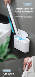 Disposable Toilet Brush With Cleaning Liquid Wall-Mounted Cleaning Tool For Bathroom Replacement Brush Head Accessories Wall Toilet Brush And Holder Set Flexible Toilet Bowl Cleaner Brush With Silicone Bristles Bendable Brush Head To Clean Toilet Corner Stevvex